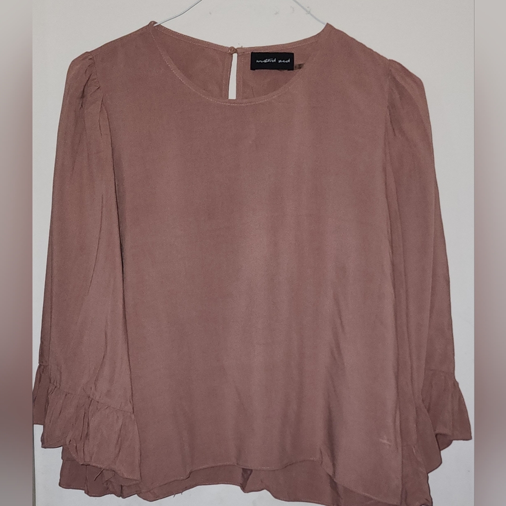 Dusty rose pink flare blouse